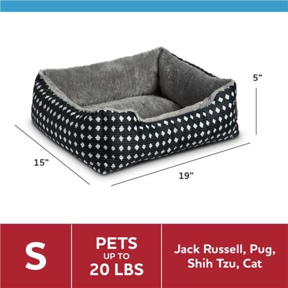 Cuddler Small Dog or Cat Bed, Black 19" x 15" - Picture 3 of 5